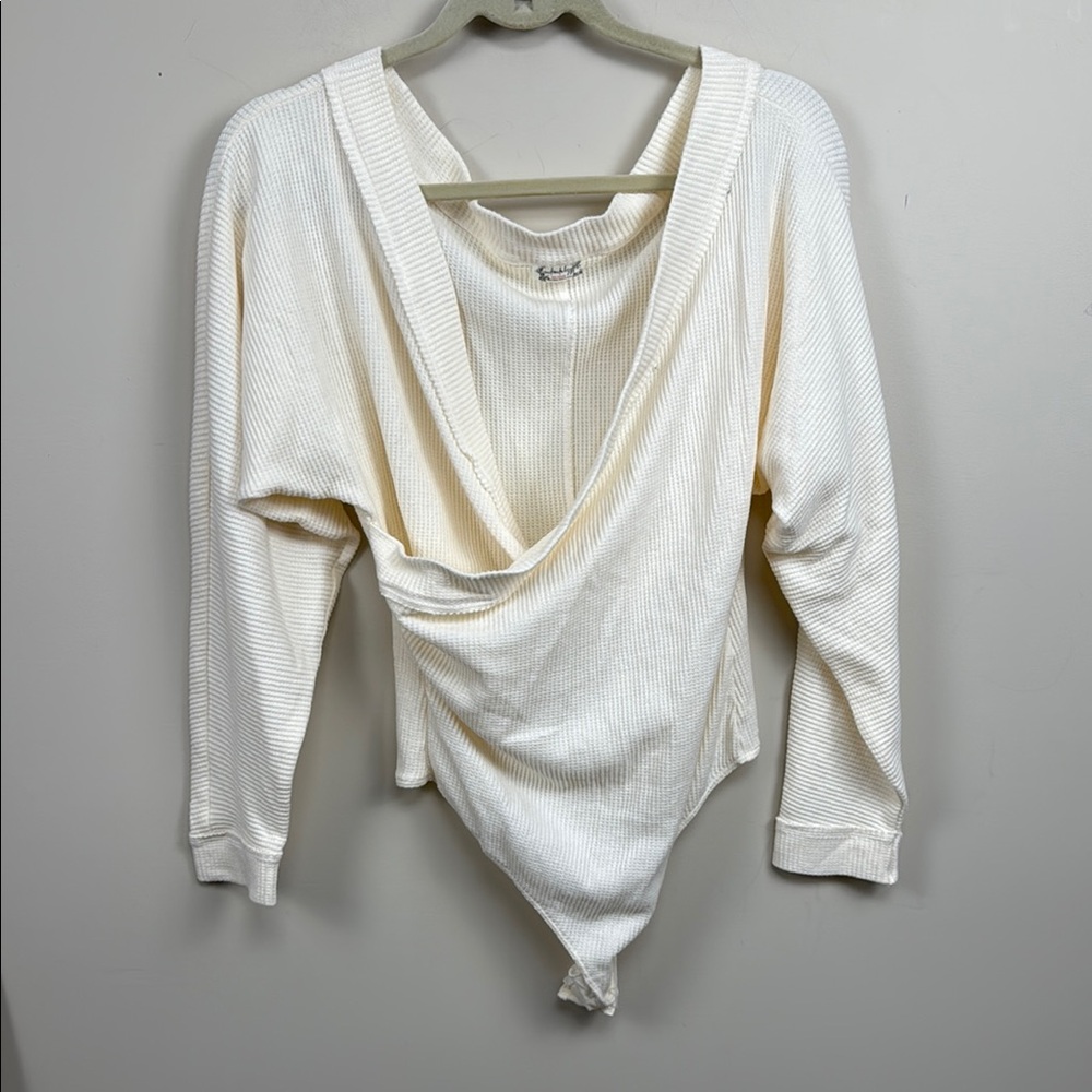 FREE PEOPLE Lovin' This Feeling Thermal Bodysuit extra large cream ivory Euc - Picture 5 of 11